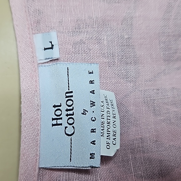HOT COTTON PINK LINEN LS TOP BY MARC WARE - Picture 6 of 8
